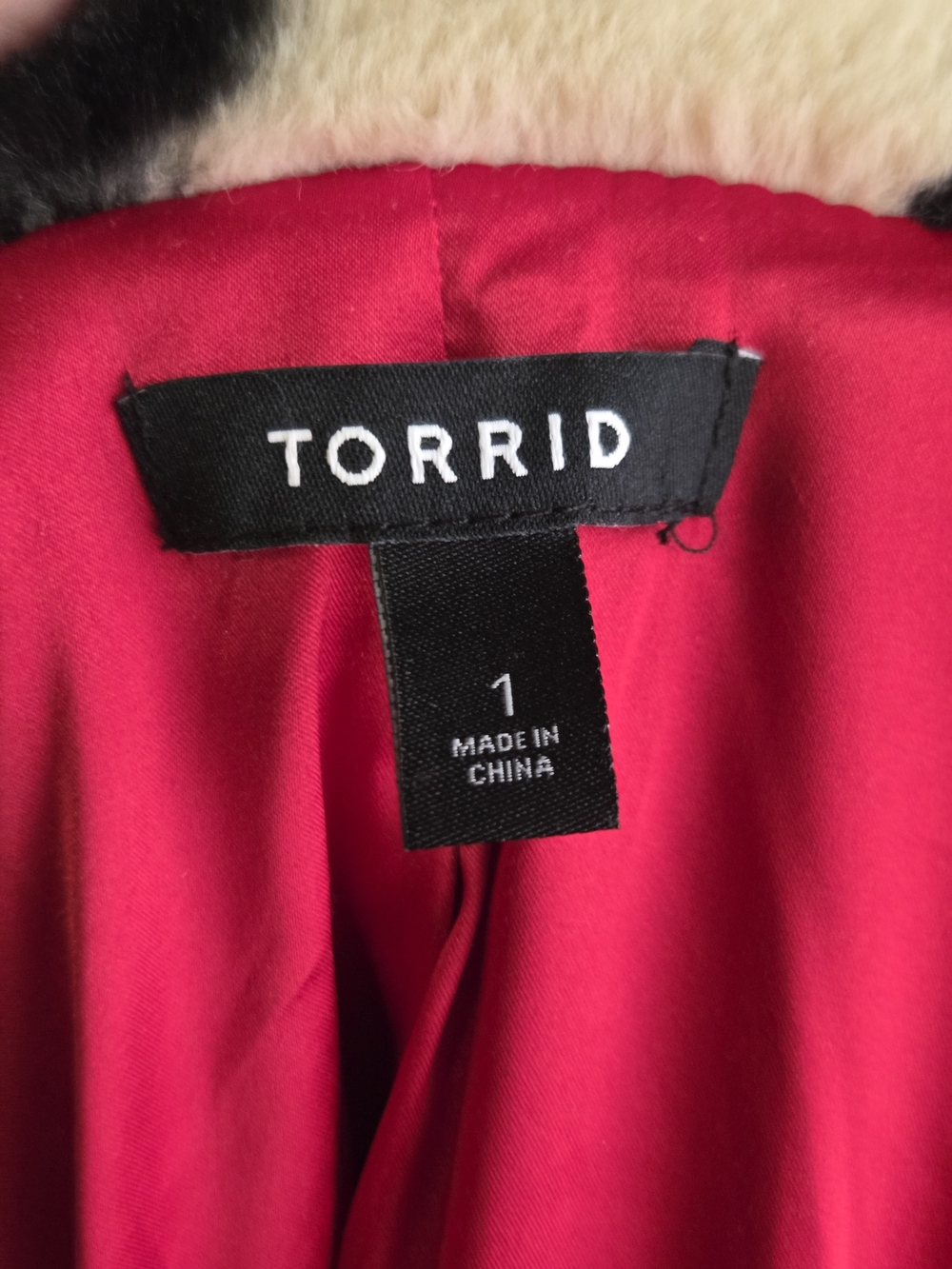 torrid Cream and Black Faux Teddy Coat with Heart Print - Picture 6 of 6